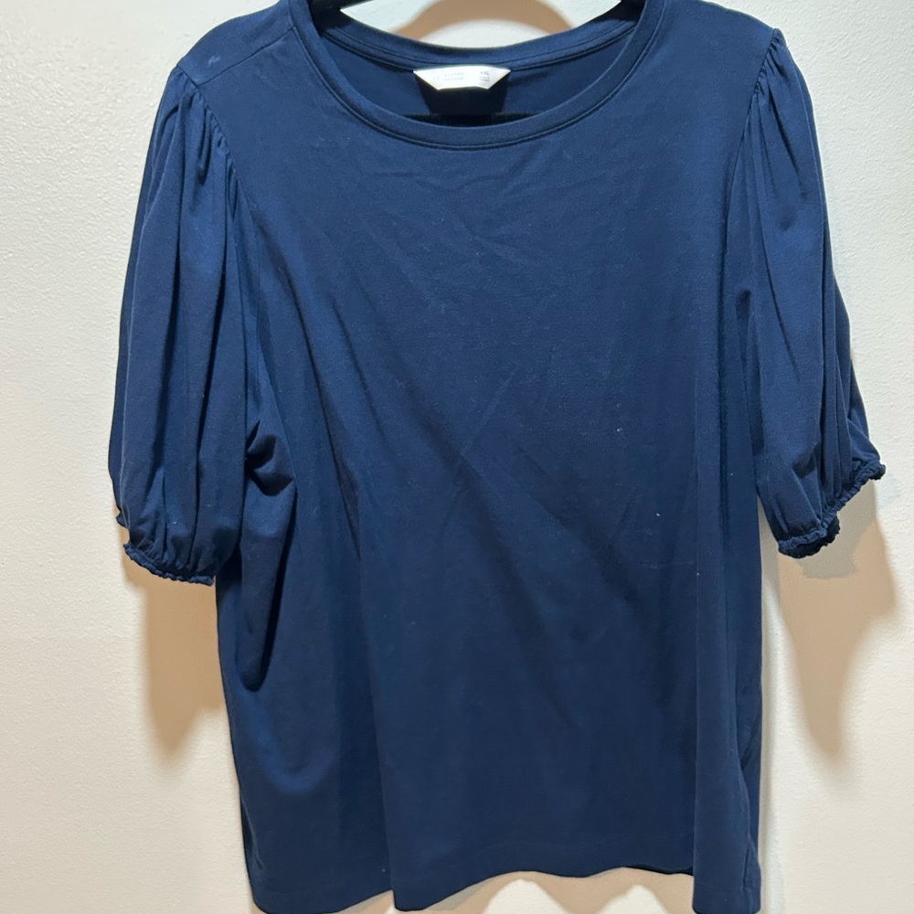 LC Lauren Conrad Classic Navy Short Sleeve Top - Picture 2 of 3